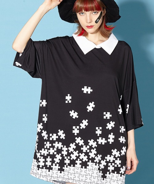 人気満点 Tシャツ Tシャツ バラバラパズルシャツ襟ｔシャツ メガビッグ 激安単価で Zoetalentsolutions Com