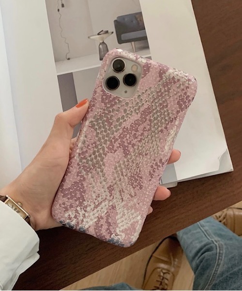 shopnikoniko（ショップにこにこ） スマホケース パイソン柄 ピンク