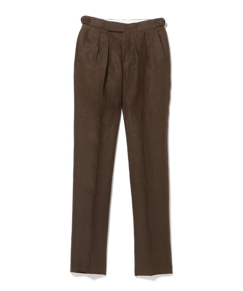 【新品】CORDINGS / リネンヘリンボーン 2プリーツ スラックス BEAMS F（ビームスF）【別注】CORDINGS / リネンヘリンボーン 2