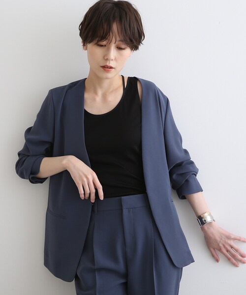 INDIVI タンクトップ ノースリーブ 「洗える/日本製」ストラップ