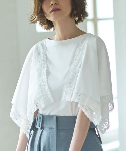 tシャツ ハンカチスリーブTシャツ ｜ 半袖 ボートネック トップス 体型カバー  オフィスカジュアル 通勤服 華やか Tシャツ レディース RUIRUE BOUTIQUE tシャツ ハンカチスリーブTシャツ ｜ 半袖