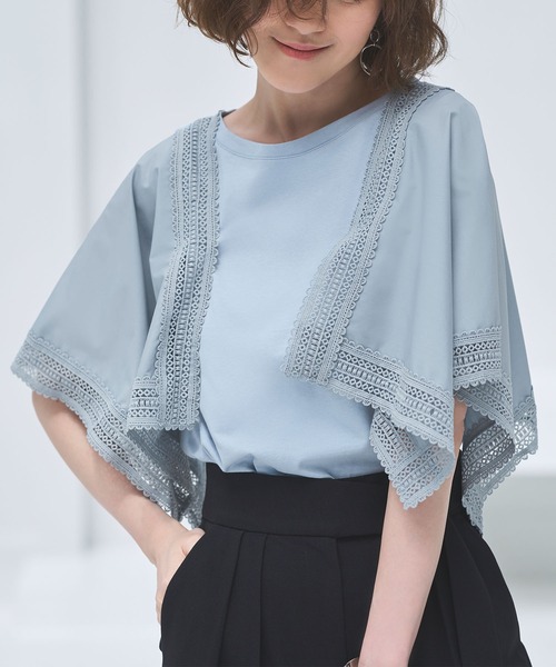 tシャツ ハンカチスリーブTシャツ ｜ 半袖 ボートネック トップス 体型カバー  オフィスカジュアル 通勤服 華やか Tシャツ レディース