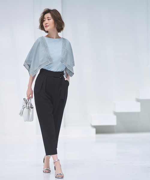 tシャツ ハンカチスリーブTシャツ ｜ 半袖 ボートネック トップス 体型カバー  オフィスカジュアル 通勤服 華やか Tシャツ レディース RUIRUE BOUTIQUE tシャツ ハンカチスリーブTシャツ ｜ 半袖