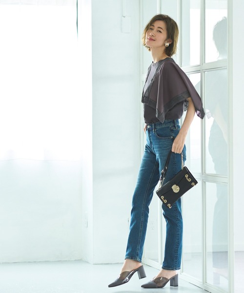 tシャツ ハンカチスリーブTシャツ ｜ 半袖 ボートネック トップス 体型カバー  オフィスカジュアル 通勤服 華やか Tシャツ レディース RUIRUE BOUTIQUE tシャツ ハンカチスリーブTシャツ ｜ 半袖