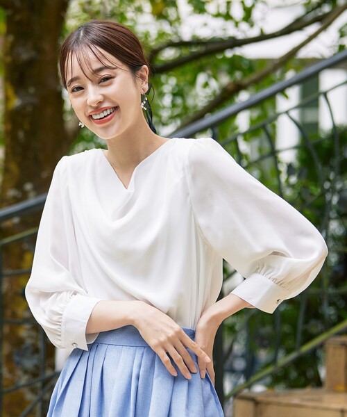 ブラウス シャツ ドレープ ブラウス ‐ウォッシャブル‐ レディース Tiaclasse ブラウス シャツ 「洗える」胸元ドレープブラウス
