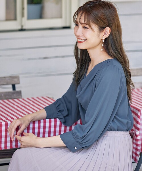 ブラウス シャツ ドレープ ブラウス ‐ウォッシャブル‐ レディース Tiaclasse ブラウス シャツ 「洗える」胸元ドレープブラウス