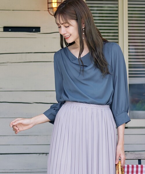ブラウス シャツ ドレープ ブラウス ‐ウォッシャブル‐ レディース Tiaclasse ブラウス シャツ 「洗える」胸元ドレープブラウス