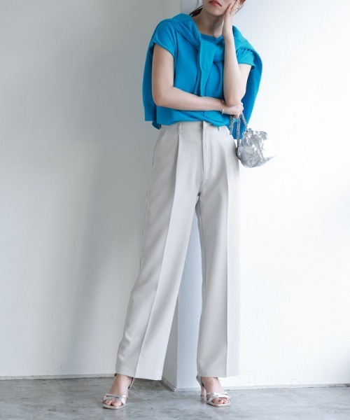Pierrot スラックス パンツ スタイルアップセンタープレスパンツ