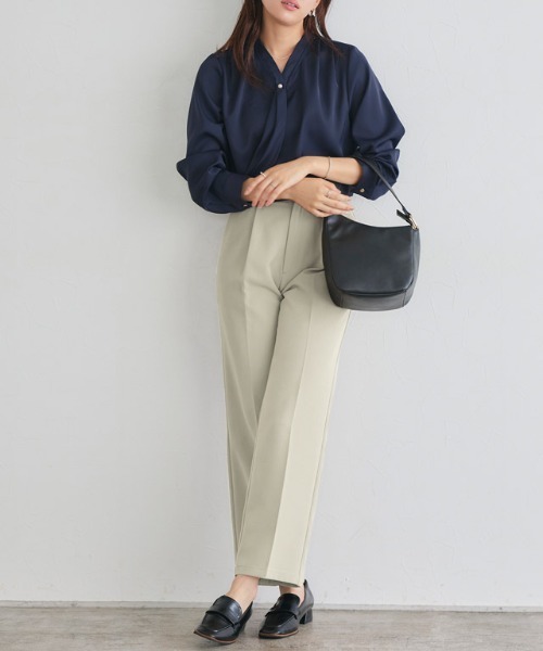 Pierrot（ピエロ） スラックス パンツ スタイルアップセンタープレス