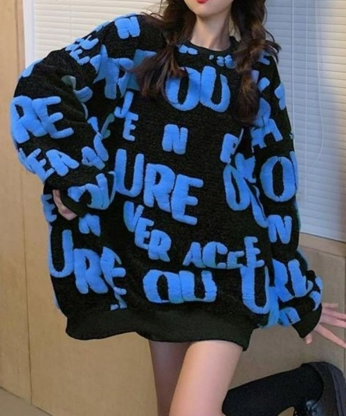 Resurrection アルファベット模様 セーター Lサイズ CANVAS+ ニット セーター 「CANVAS+」立体アルファベットロゴニット