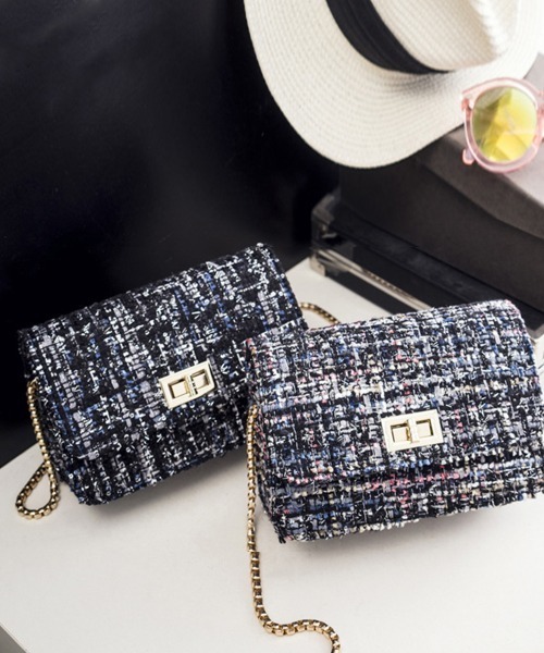 ノベルティ　綺麗　チェーン　ショルダーバッグ　ツイード　バッグ miniministore（ミニミニストア） ショルダーバッグ バッグ チェーン