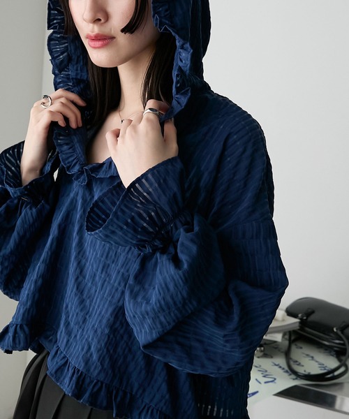 【新品】  ブラウス フリル りんご　100 FREAK'S STORE ブラウス シャツ シアーフリルブラウス/フリル襟