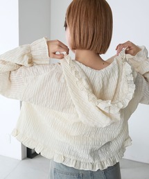 ブラウス シャツ クロップフードシャツ レディース forksy. ブラウス シャツ 「forksy.」シアーフリルフード