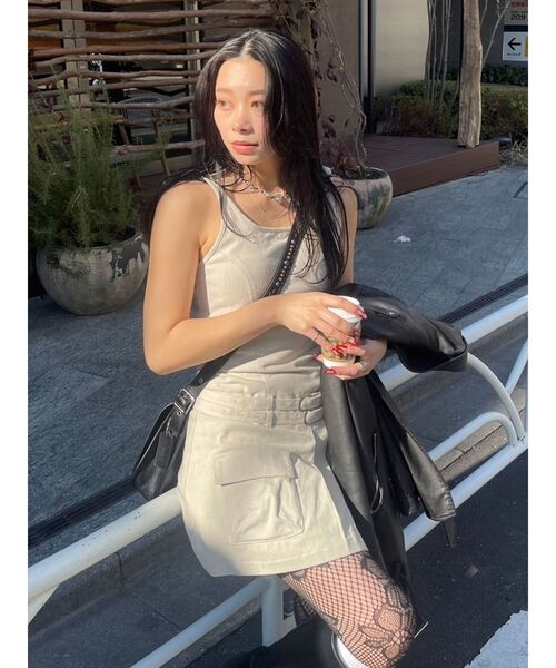 EVRIS エッジデザインプリーツジャンスカ ワンピース　ギャル 韓国 EVRIS ジャンパースカート エッジデザインプリーツジャンスカ