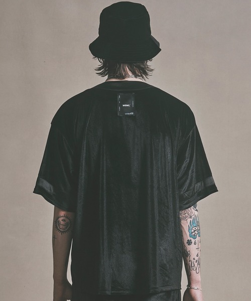 ベロア　オーバーサイズ　シャツ　2XL ブラック　MLR まとめ PRY SERACE（セラス）の「【SERACE】Oversize side cord sheer shirt