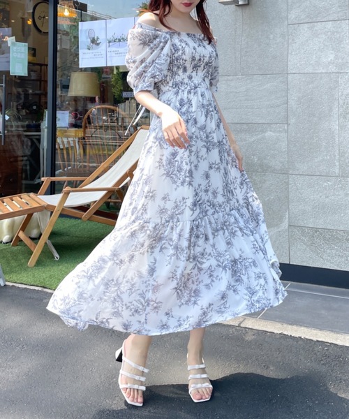 one way（ワンウェイ） ワンピース 夏 半袖 花柄シャーリングロング