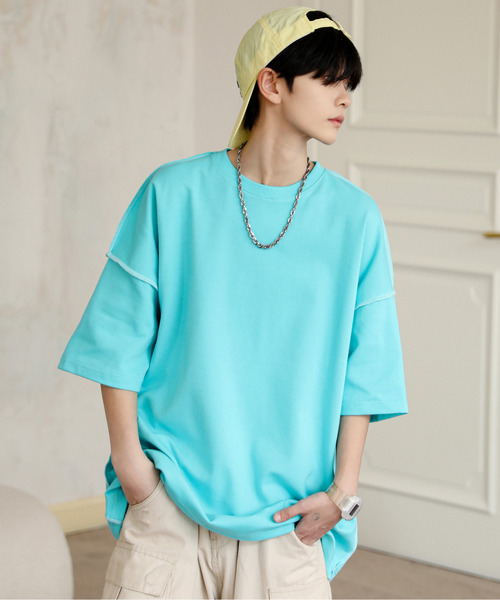 Tシャツ オーバーサイズ 長袖 ハーフボタン ルーズ 全3色 b3946 Tシャツ オーバーサイズ 長袖 ハーフボタン ルーズ 全3色 b3946