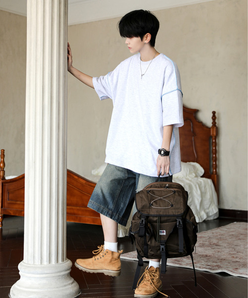トゥジュー★未使用タグ付★ハーフスリーブビッグカバーオールシャツ★ナチュラル NEOS（KOKUYO） tシャツ 「neos」ルーズシルエット 裏使い