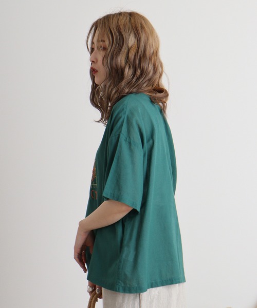 Emago ブラウス シャツ EMAGO オレンジ刺繍ブラウス レディース