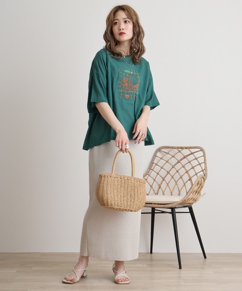 ブラウス シャツ EMAGO オレンジ刺繍ブラウス レディース Emago ブラウス シャツ EMAGO オレンジ刺繍ブラウス レディース