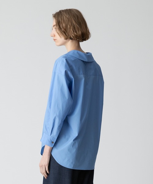 【美品】アルアバイル ブルー スキッパー シャツブラウス 春夏　2024 美品】アルアバイル ブルー スキッパー シャツブラウス 春夏