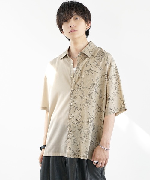 EBONY半袖花柄シャツ Nilway シャツ オーバーサイズ花柄ドレープ 半袖 シャツ