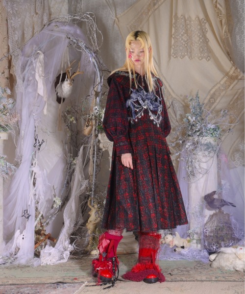 rurumu: ワンピース rurumu:/ルルムウ/big collar checkered lace