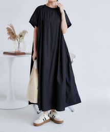 お袖チュールビッグシルエットカジュアルワンピース MAISON DE THERESE ワンピース フレンチ袖ビッグシルエット