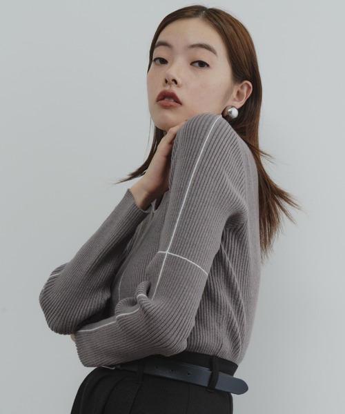 DFFUR. ニット セーター 「ロングセラー」襟付きラインリブニットプル