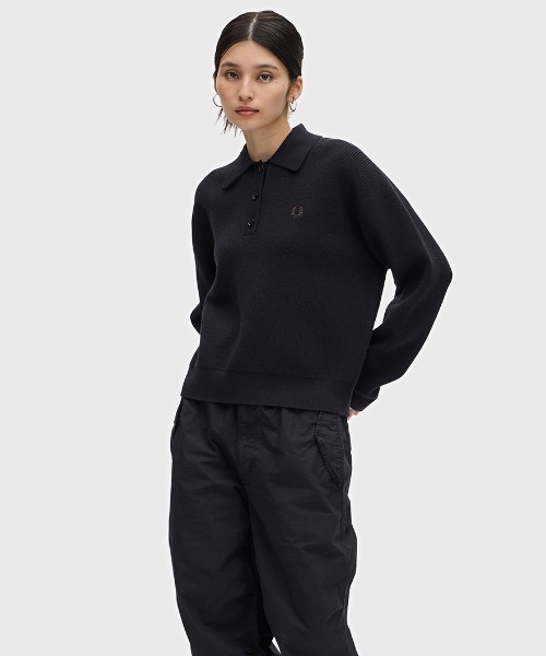 「FRED PERRY」 長袖ニット 10 ブラック レディース FRED PERRY ニット セーター Knitted Shirt レディース