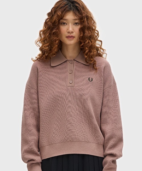 希少 イタリア製 XLサイズ相当 FRED PERRY カシミヤ ニット FRED PERRY ニット セーター Knitted Shirt レディース