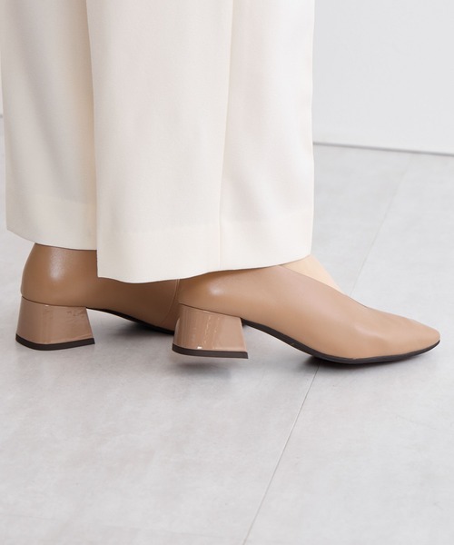 HIMIKO パンプス 「Made in Japan」Vカットブロックヒールパンプス