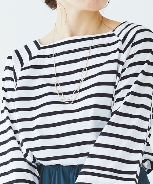 tシャツ ボーダースクエアネックワイドスリーブプルオーバー レディース le.coeur blanc tシャツ ボーダースクエアネックワイドスリーブ