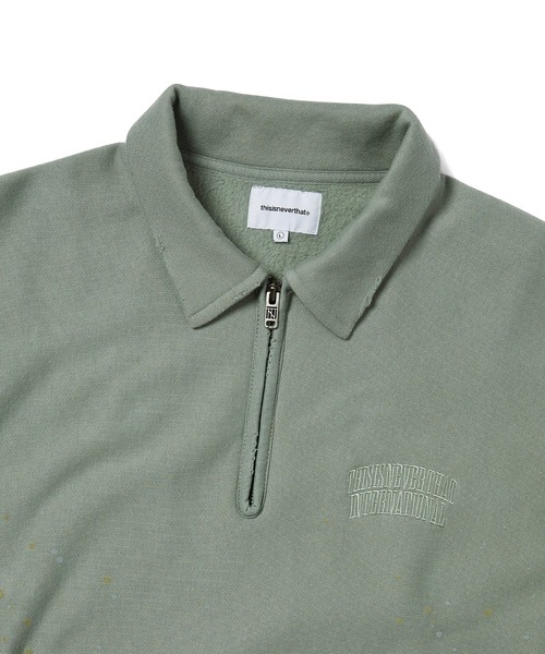 thisisneverthat トレーナー スウェット Damaged Half Zip Polo