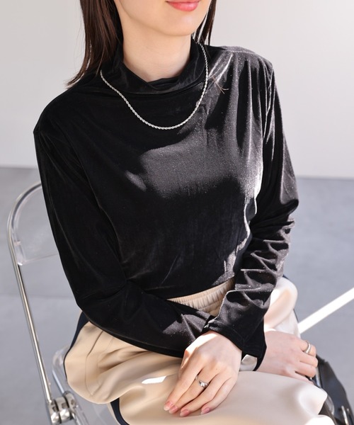 sakishimatokyo tシャツ ハイネックベロアトップス/長袖TOPS