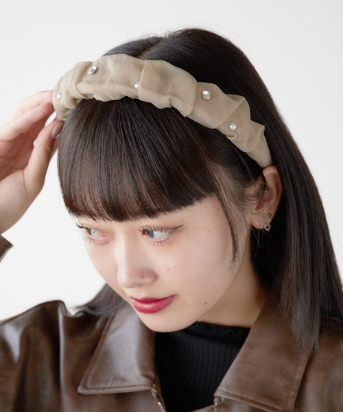 ROOP TOKYO カチューシャ パール ビジュー チュールカチューシャ