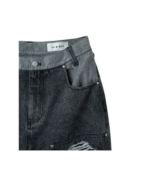 VI E DIT ジーンズ Double Knee Wide Denim Pants/ダブルニー