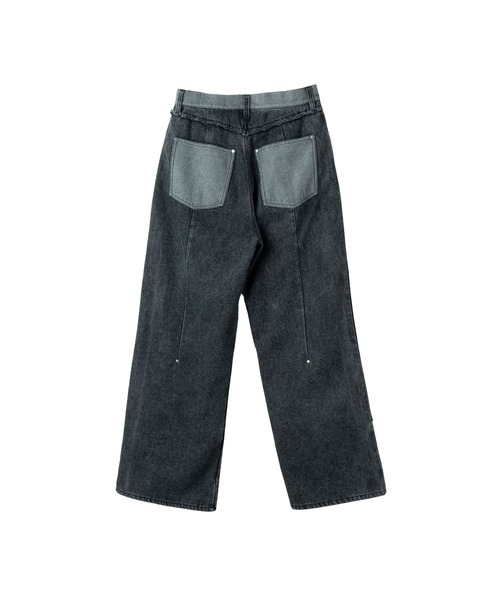【JEMUT】★男女兼用★ホールドダブルニー ワイド デニムパンツ VI E DIT ジーンズ Double Knee Wide Denim Pants/ダブルニー