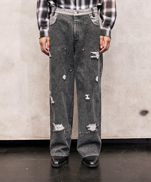 VI E DIT ジーンズ Double Knee Wide Denim Pants/ダブルニー