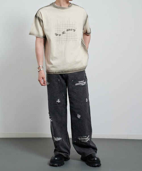 VI E DIT ジーンズ Double Knee Wide Denim Pants/ダブルニー