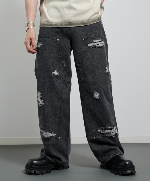 VI E DIT ジーンズ Double Knee Wide Denim Pants/ダブルニー