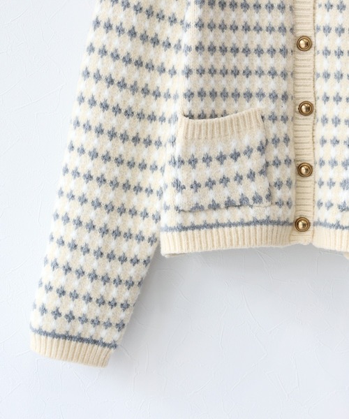 J by blue（ジェイバイブルー） カーディガン ツイード風ジャガード