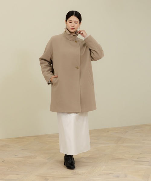 美品lumierリュミエ　オーバーサイズ　フェイクビーバーミドルコート ベージュ 美品lumierリュミエ オーバーサイズ フェイクビーバーミドルコート