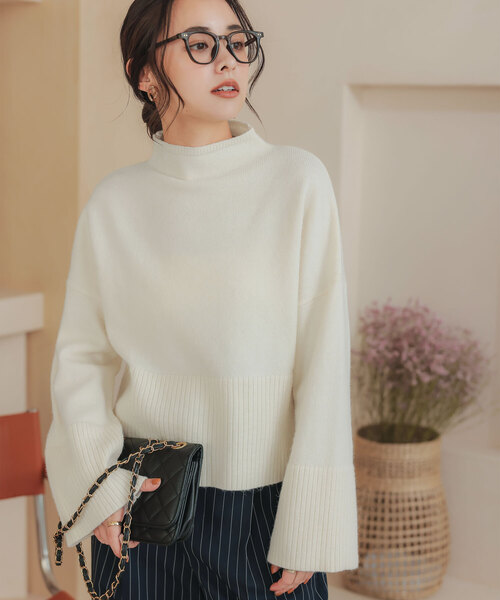 名品】ウール100ボトルネックニット | La boutique BonBon(ラブ