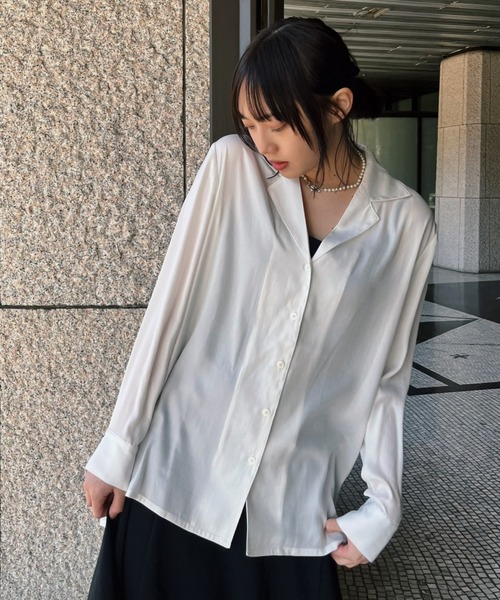 ブラウス シャツ 「ZOZOTOWN限定」LHP×Yuria Kizaki/open Collar long sleeve blouse/オープンカラ