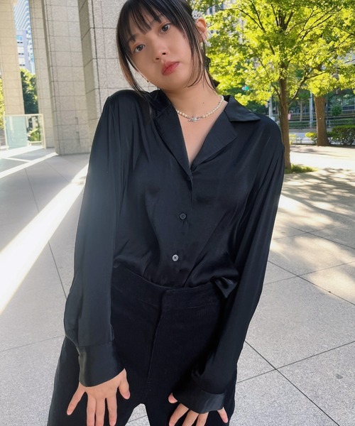 ブラウス　ayakawasaki セール】 【AIコラボ】スタンドカラースキッパー ブラウス