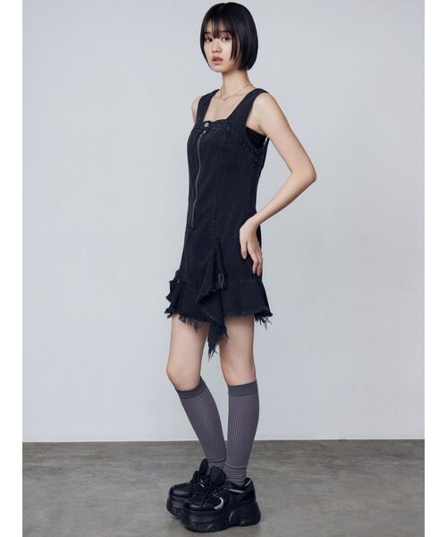 EMODA アシンメトリーデニムワンピース EMODA】アシンメトリーデニムミニワンピースレディース