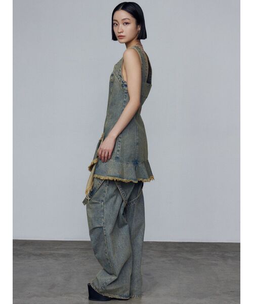 EMODA アシンメトリーデニムワンピース セール】アシンメトリーデニムミニワンピース（ワンピース