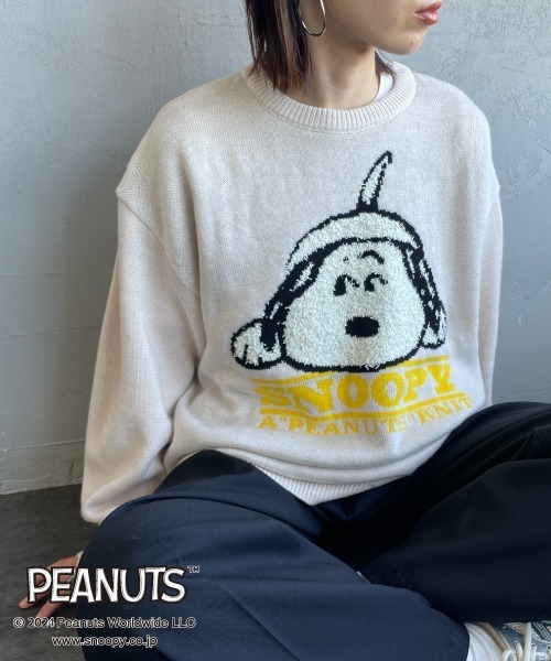 ニット セーター 「SEQUENZ/シークエンズ」 SNOOPY ビッグシルエット ジャガードニット レディース メンズ