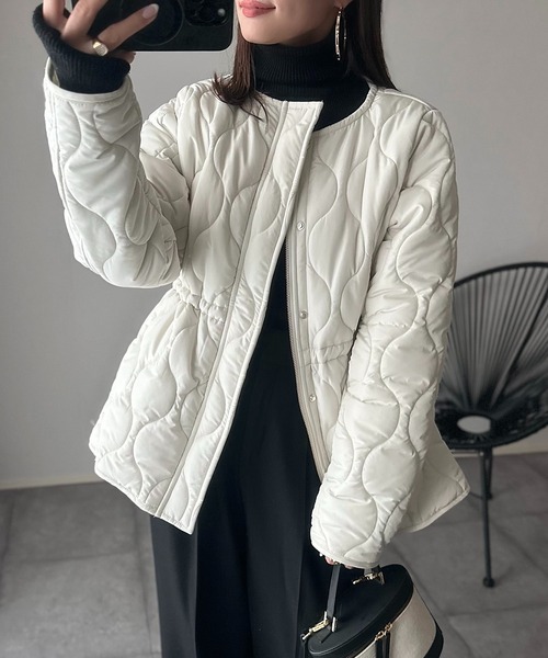 【新品未使用】Emma Taylor キルティングノーカラーハーフコート Emma Taylor ノーカラーコート コート キルティングノーカラー